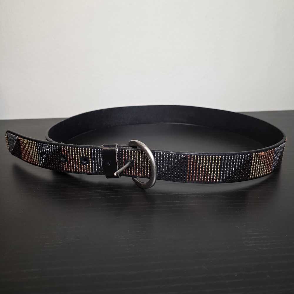 Fossil Black Multicolor Leather Belt